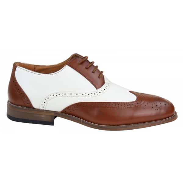 Braune/weiße Brogue-Schuhe für Herren