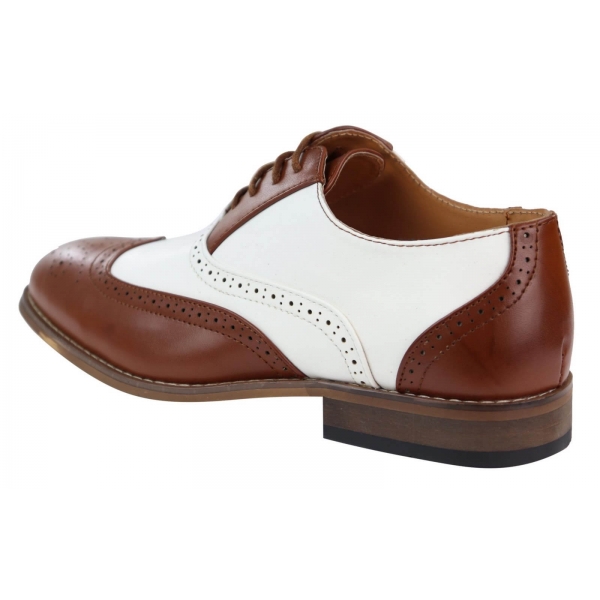 Braune/weiße Brogue-Schuhe für Herren