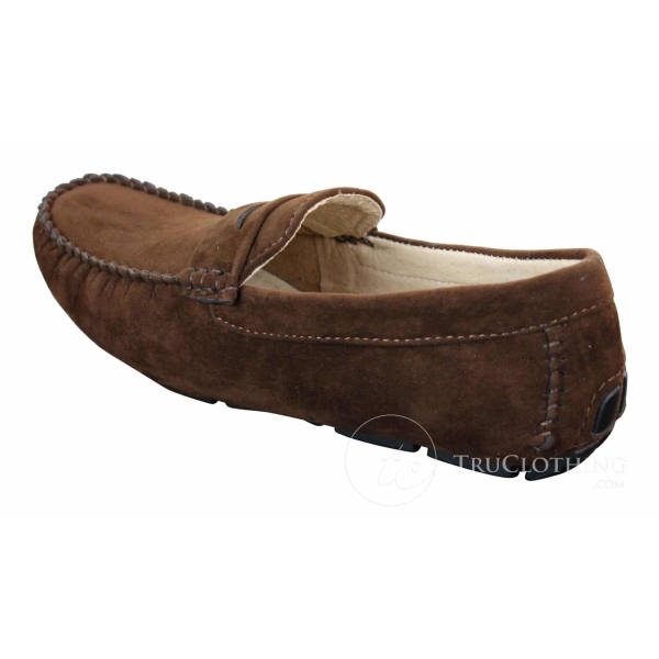 Mens Slip On Suede Leather Shoes Moccasin Loafers Smart Casual Brown Beige