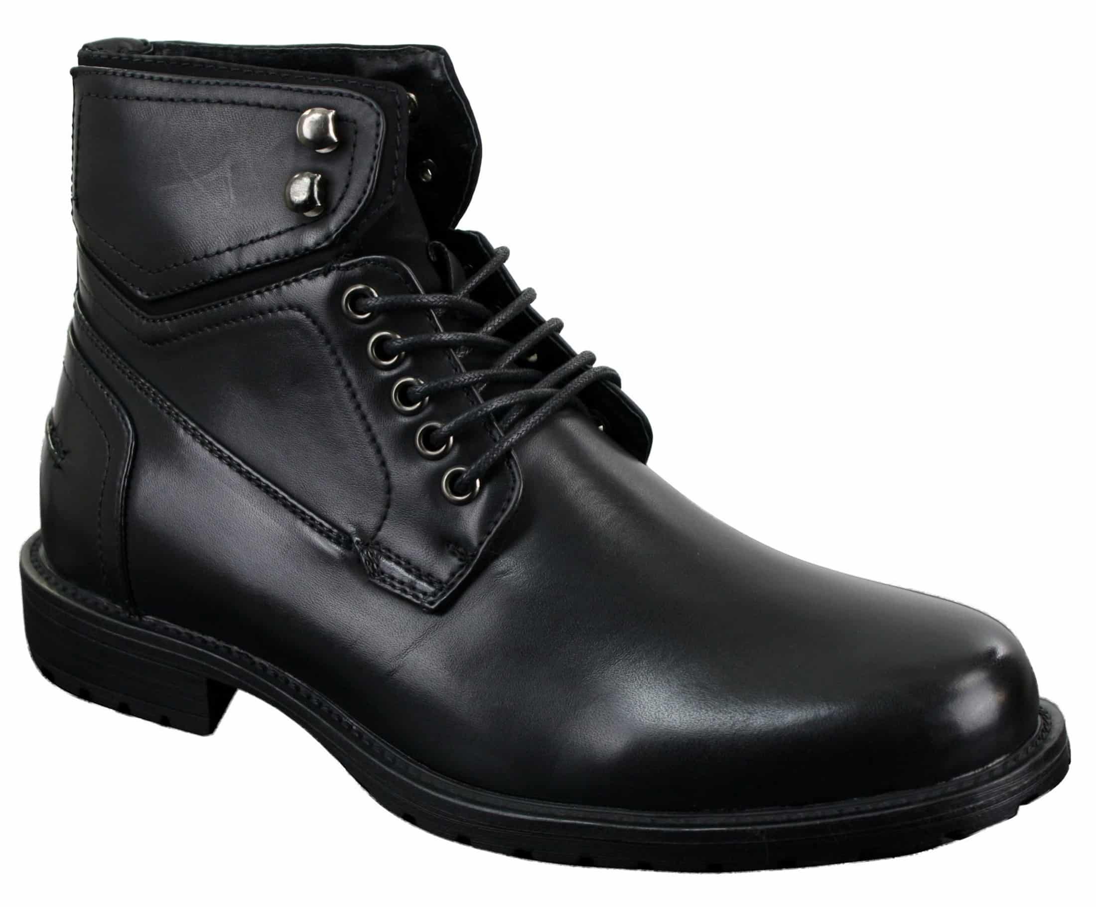 Mens Laced Military Army Casual Ankle Boots Leather Boots Black Brown ...