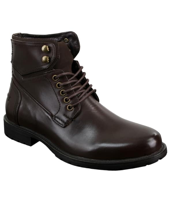 Mens Laced Military Army Casual Ankle Boots Leather Boots Black Brown