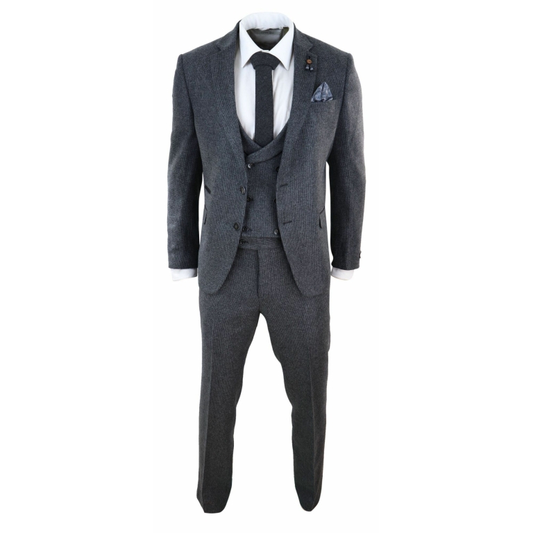 Grey Tweed 3 Piece Suit: Buy Online - Happy Gentleman