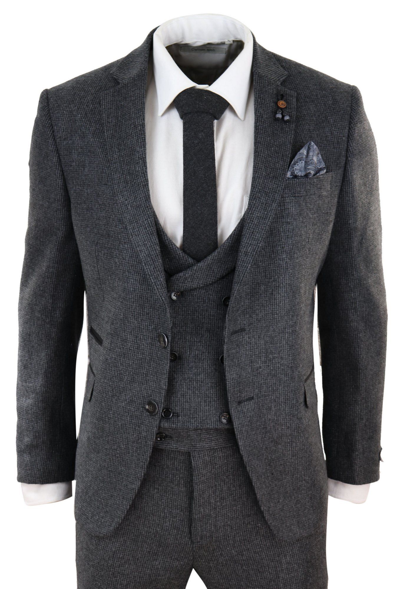 Grey Tweed 3 Piece Suit: Buy Online - Happy Gentleman