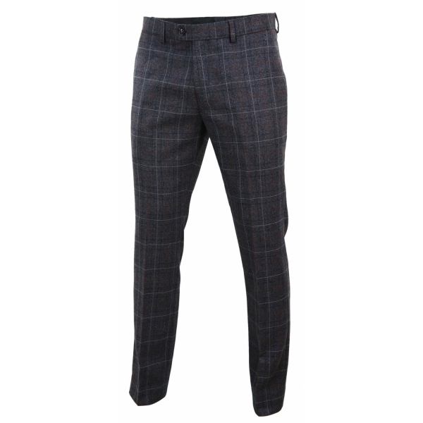 Mens Tweed Check Vintage Trousers - Charcoal: Buy Online - Happy Gentleman
