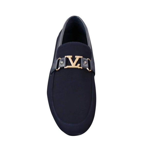 Fiorello HD0112-03 - Mens Iconic Black Navy Italian Design Slip On Smart Casual Loafers Mocassins Driving Shoes