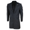 Herringbone Tweed 3/4 Long Overcoat-Charcoal
