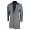 Herringbone Tweed 3/4 Long Overcoat-Grey