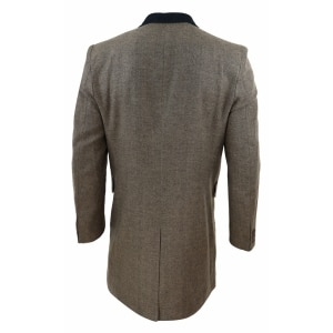 Herringbone Tweed 3/4 Long Overcoat-Oak: Buy Online - Happy Gentleman