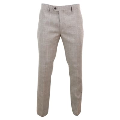 Mens Beige Tweed Trousers: Buy Online - Happy Gentleman