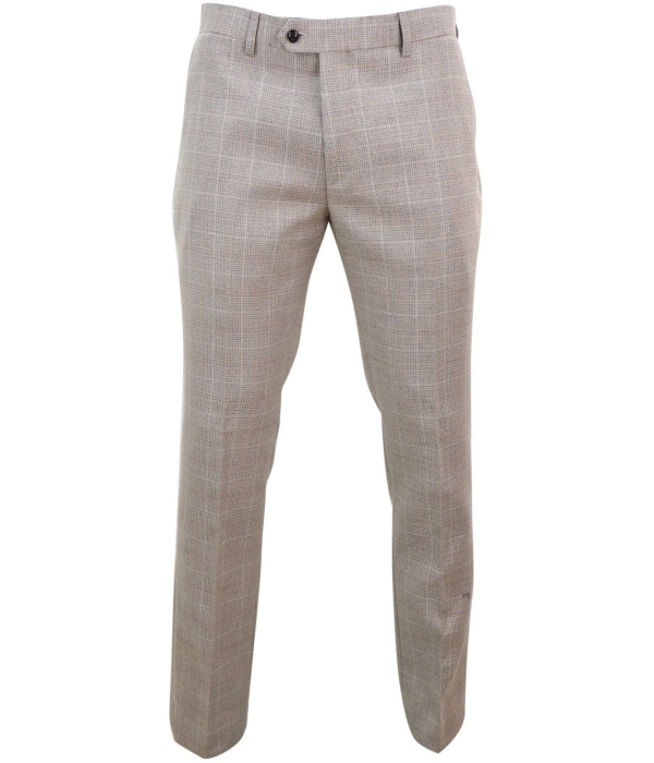 Holland - Men's Beige Check Trousers