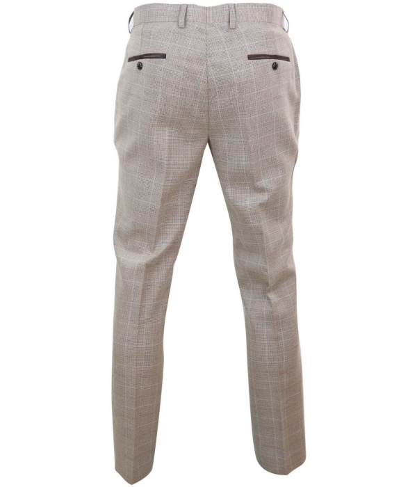 Holland - Men's Beige Check Trousers