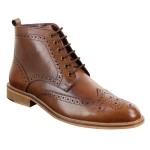 Mens Brogue Ankle Boots  Tan - 10-UK