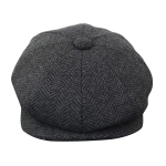 HT6316 - Mens Herringbone Tweed Peaky Blinders Hat - Medium (57cm), Charcoal