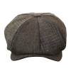 HT6325 - Mens Check Herringbone Tweed Mix Newsboy 8 Panel Hat