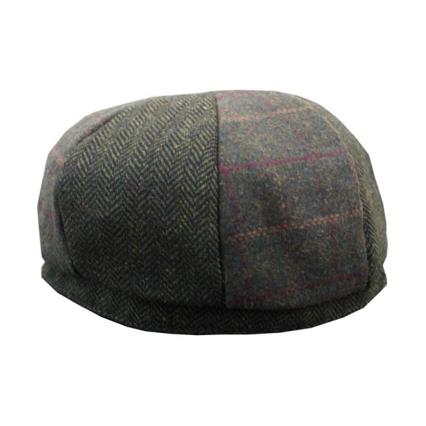 HT6325 - Mens Check Herringbone Tweed Mix Newsboy 8 Panel Hat