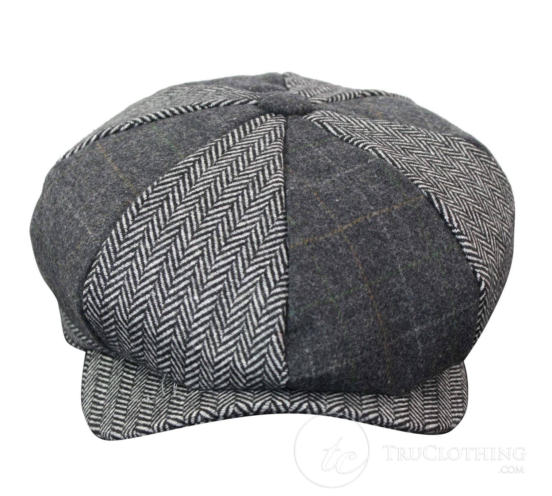 HT6325 - Mens Check Herringbone Tweed Mix Newsboy 8 Panel Hat | Happy ...