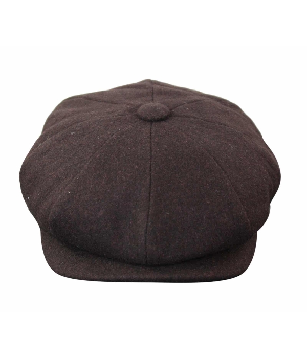 HT6363 - Mens Vintage Tweed Newsboy Peaky Blinders Cap - Brown/Wine