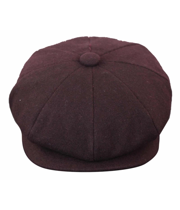 HT6363 - Mens Vintage Tweed Newsboy Peaky Blinders Cap - Brown/Wine