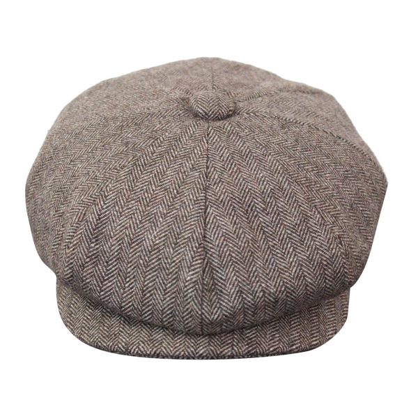 HT6364 - Mens Herringbone Tweed Newsboy Peaky Blinders Hat