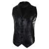 Mens Real Leather Tan Brown Black Smart Casual Gilet Waistcoat Vintage Retro-Black