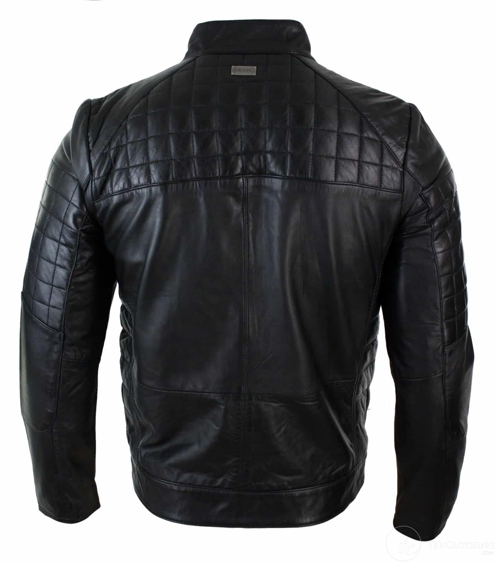 Mens Tailored Fit Real Leather Stitch Designer Real Leather Zipped ...