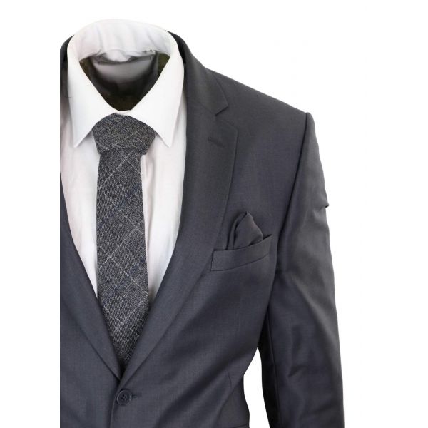 Mens Grey Wool Formal Suit