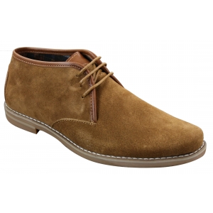 Elong K16 Mens Suede Low Ankle Chelsea Boots Laced Dessert Chukka Shoes Leather Inner Camel