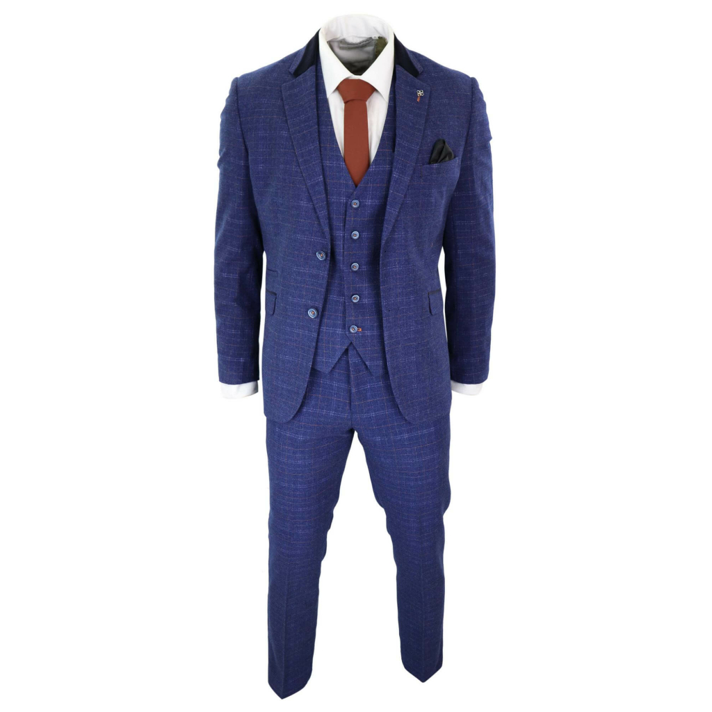 Cavani Kaiser - Men's Blue Tweed Check Suit: Buy Online - Happy Gentleman