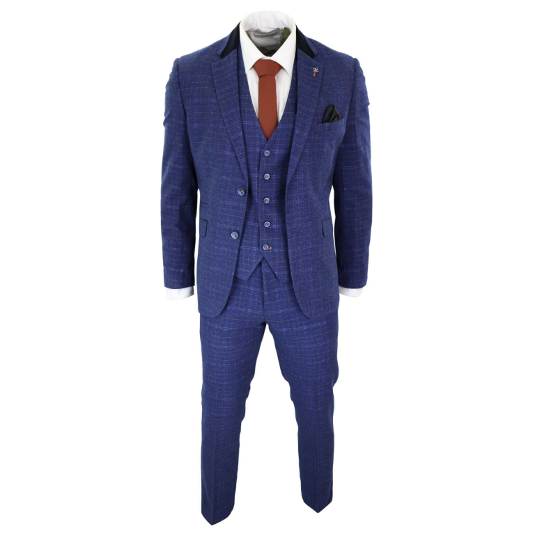 Cavani Kaiser - Men's Blue Tweed Check Suit: Buy Online - Happy Gentleman