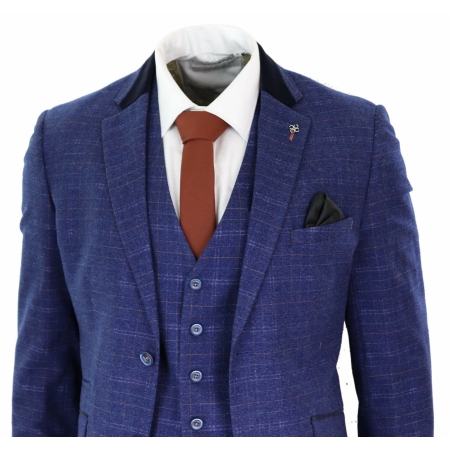 Cavani Kaiser - Men's Blue Tweed Check Suit: Buy Online - Happy Gentleman