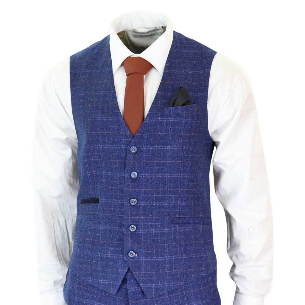 Cavani Kaiser - Men's Blue Tweed Check Suit: Buy Online - Happy Gentleman