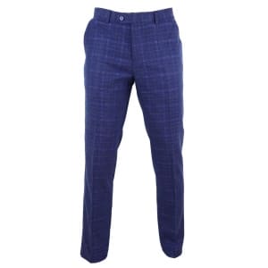 Mens Blue Tweed Check Trousers – Cavani Kaiser