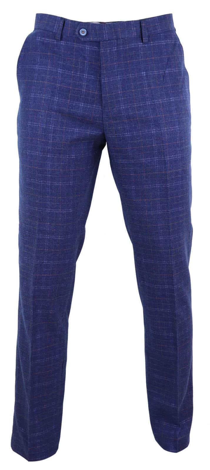 Mens Blue Tweed Check Trousers - Cavani Kaiser: Buy Online - Happy ...