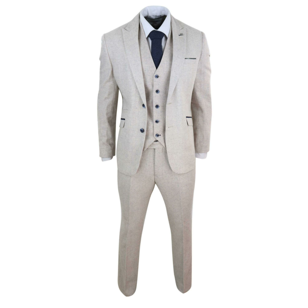 Mens Cream Vintage 3 Piece Suit: Buy Online - Happy Gentleman