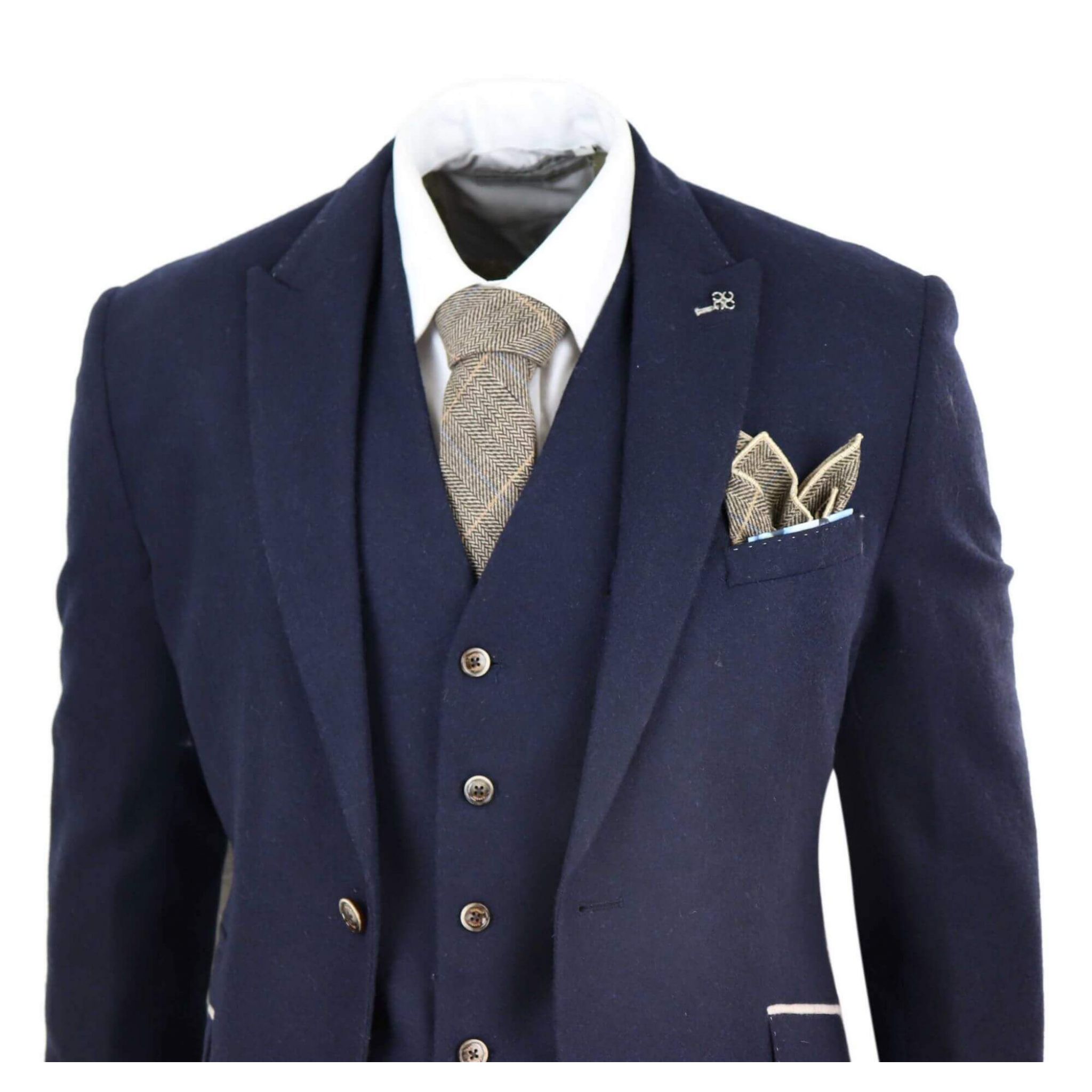 Mens Navy-Blue 3 Piece Vintage Suit | Happy Gentleman