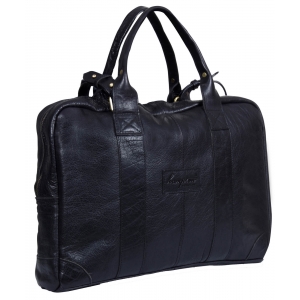 Real Leather Carry On Overnight Bag – Black