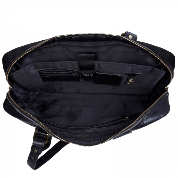 Real Leather Carry On Overnight Bag - Black