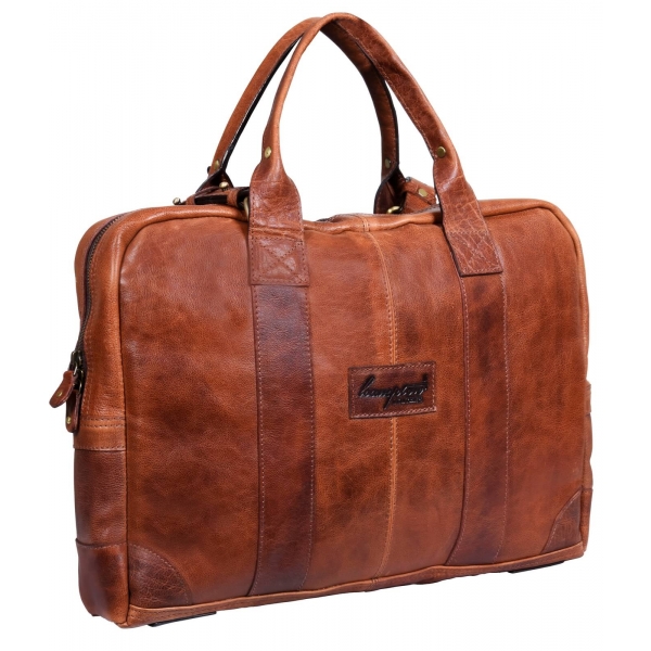 Real Leather Carry On Overnight Bag - Tan,