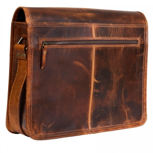 Genuine Leather Laptop Messenger Bag – Up-to 15″ – Tan