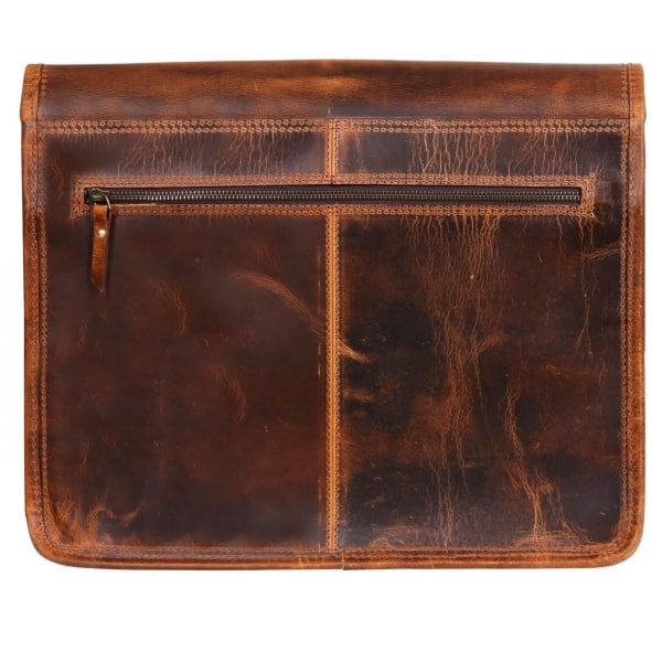 Genuine Leather Laptop Messenger Bag - Up-to 15" - Tan