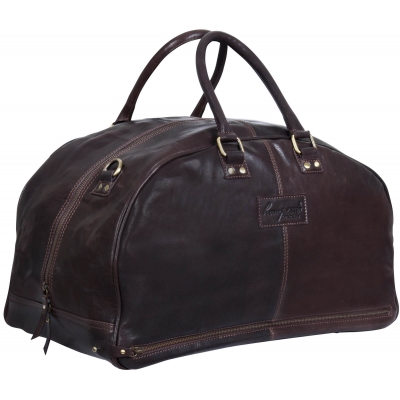 Mens Hand Made Real Leather Travel Bag - Brown