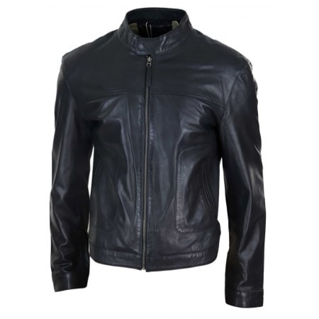 Real Leather Classic Mens Biker Style Jacket - Black: Buy Online ...