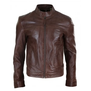 Lear Leather Classic Men’s Biker Style Jacket – Brown