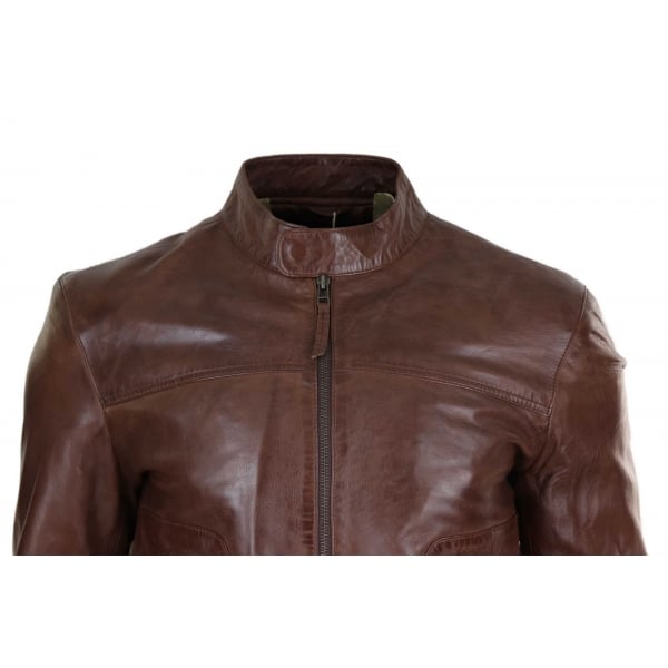 Lear Leather Classic Men's Biker Style Jacket - Brown