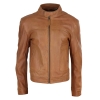 Real Leather Classic Biker Style Mens Jacket - Tan