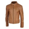 Real Leather Classic Biker Style Mens Jacket - Tan