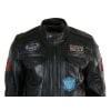 Aviatrix Real Leather Marker Mens Black Zip Jacket Badge Design Racing US Pilot Casual
