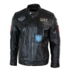 Aviatrix Real Leather Marker Mens Black Zip Jacket Badge Design Racing US Pilot Casual