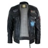 Aviatrix Real Leather Marker Mens Black Zip Jacket Badge Design Racing US Pilot Casual