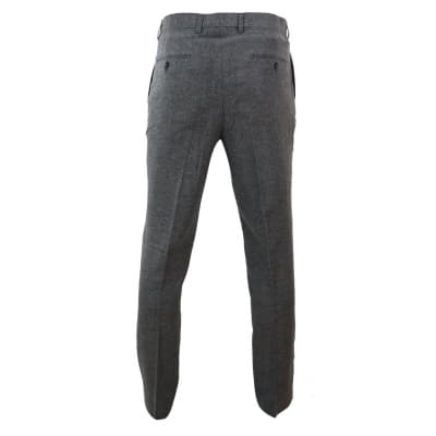 Mens Dark Grey Herringbone Tweed Trousers: Buy Online - Happy Gentleman